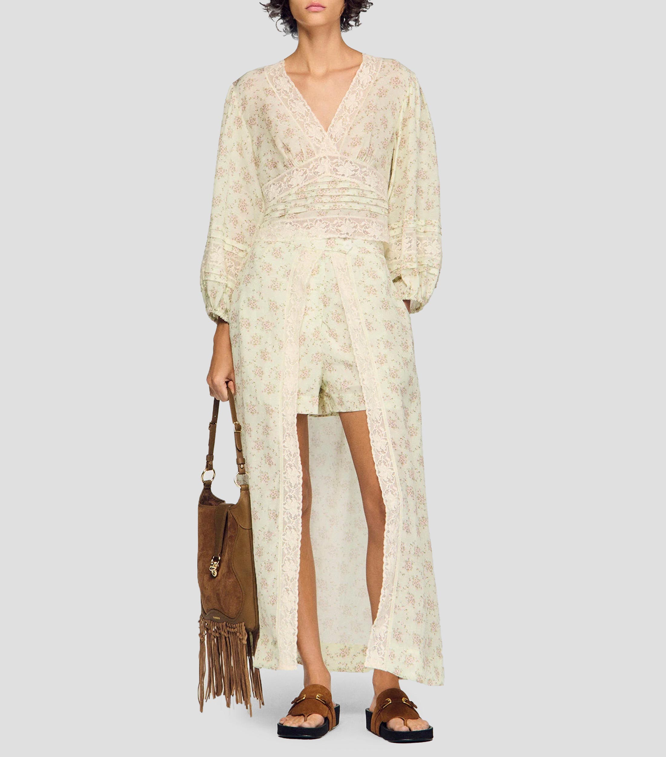 Blusa estampada manga larga Mujer